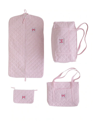 Pink Bow Quilted Luggage