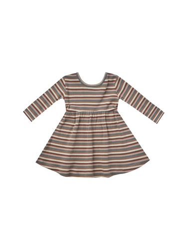 Ribbed Long Sleeve Dress, Autumn Stripe