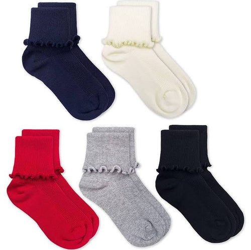 Ripple Edge Turn Cuff Socks 2pk, NAVY