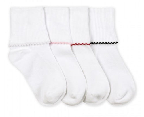 Tatted Lace White with Pink Trim Sock