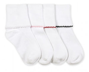 Tatted Lace White with Pink Trim Sock